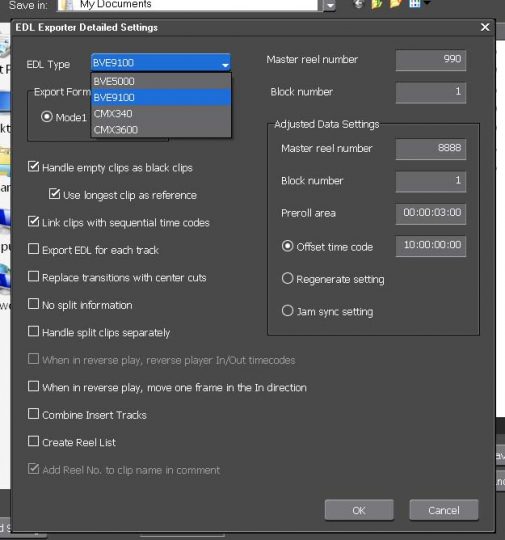 Edius EDL Export Setting